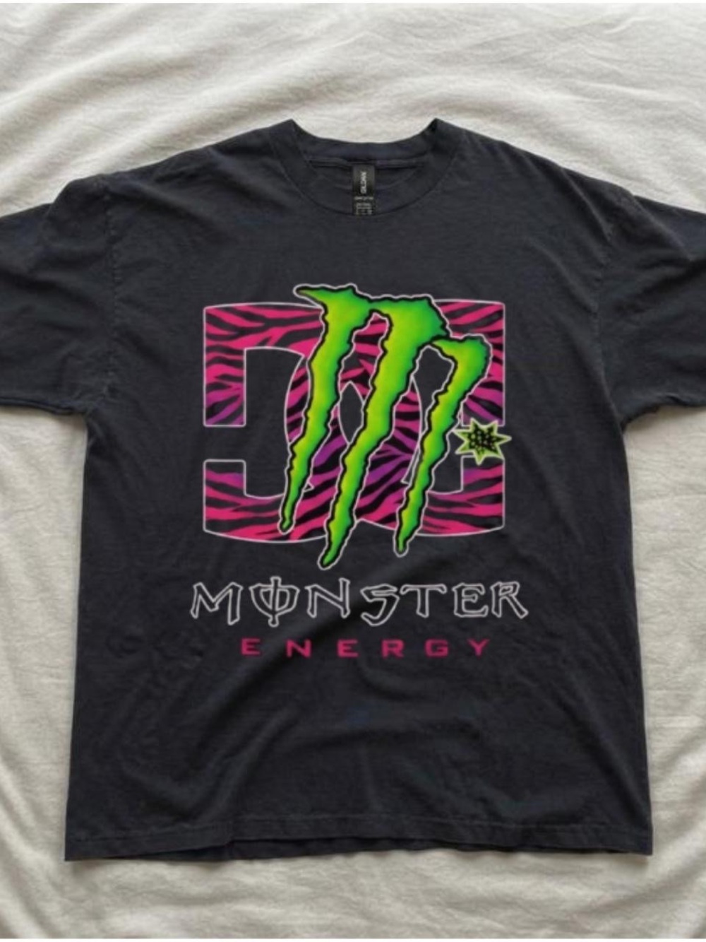 Black Graphic Tee with Neon Green Logo